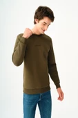 Loft 2034268 Haki Erkek Regular Fit Üç İplik Yazı Detaylı Bisiklet Yaka Sweat - 1