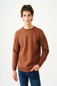 Loft 2034268 Kahverengi Erkek Regular Fit Üç İplik Yazı Detaylı Bisiklet Yaka Sweat - 1