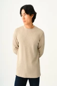 Loft 2033363 Taş Erkek Bisiklet Yaka Lif Desenli Regular Fit Sweat Tshirt - 1
