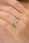 Asil 14 Ayar Emerald Kesim Tek Taş Altın Yüzük YZK2726 - 2