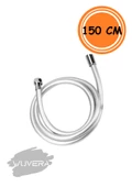 WUVERA Gri Paslanmaz Kopmaz Patlamaz Kaliteli Pvc Duş Hortumu Tüm Duş Setleri Ile Uyumlu - 150cm - 2
