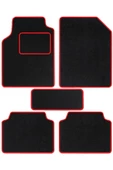 OTO MOTTO Universal Oto Halı Paspas Kaymaz Tabanlı Araba Paspası (Kırmızı Kenarlı) 5 Parça - 1