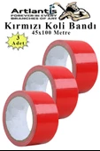 Kırmızı Koli Bantı 100 Metre 3 Adet 45mm x 100 Metre Renkli Koli Bandı Extra Güçlü Formül Akrilik Koli Bandı - 1