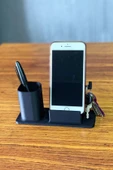 Masaüstü Kalemlik Ve Telefon Standı - Siyah - 3