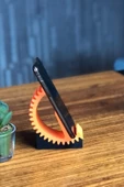 Dişli Tasarımlı Ayarlanabilir Telefon Ve Tablet Standı - Turuncu / Siyah thumbnail 5