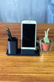 Masaüstü Kalemlik Ve Telefon Standı - Siyah - 1