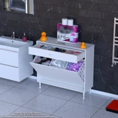 Modilayn EMİR 100x88x32,5 cm 3 Göz Sepetli kirli çamaşır pratik  düzenleyici dolap thumbnail 1