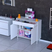 Modilayn EMİR 100x88x32,5 cm 1 Çekmece 2 Kapak 1 Raf 2 Bölme Çok Amaçlı Banyo & Mutfak Dolabı - 1