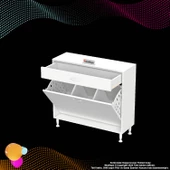 Modilayn EMİR 95x88x32,5 cm 3 Göz Sepetli kirli çamaşır pratik  düzenleyici dolap thumbnail 9