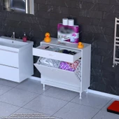 Modilayn EMİR 85x88x32,5 cm 2 Göz Sepetli kirli çamaşır pratik çok fonksiyonlu  dolap thumbnail 1