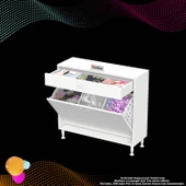 Modilayn EMİR 100x88x32,5 cm 3 Göz Sepetli kirli çamaşır pratik  düzenleyici dolap thumbnail 7