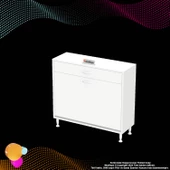 Modilayn EMİR 95x88x32,5 cm 3 Göz Sepetli kirli çamaşır pratik  düzenleyici dolap thumbnail 8