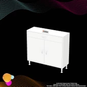 Modilayn EMİR 90 x 88 x 32,5 cm 1 Çekmece 2 Kapak 2 Raf 3 Bölme Çok Amaçlı Banyo & Mutfak Dolabı - 8