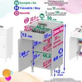 Modilayn EMİR 50x88x32,5 cm 1 Çekmece 1 Kapak 1 Raf 2 Bölme Çok Amaçlı Banyo & Mutfak Dolabı  thumbnail 4