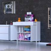Modilayn EMİR 90x88x32,5 cm Çok Amaçlı 2 Kapak 1 Çekmece 1 Raf 2 Bölmeli Dolap - 4