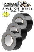 Siyah Koli Bantı 100 Metre 3 Adet 45mm x 100 Metre Renkli Koli Bandı Extra Güçlü Formül Akrilik Koli Bandı - 1