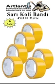 Sarı Koli Bantı 100 Metre 6 Adet 45mm x 100 Metre Renkli Koli Bandı Extra Güçlü Formül Akrilik Koli Bandı - 1
