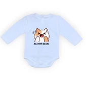 Açım Ben Kedi Baskılı Bebek Body Zıbın Çıtçıtlı Badi MNK0631 - 3