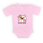 Açım Ben Kedi Baskılı Bebek Body Zıbın Çıtçıtlı Badi MNK0631 - 4