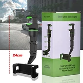 Çok fonksiyonlu dikiz aynası telefon tutucu, kolay kurulum, cep telefonu tutucu, kolay silkelenmez, 2022 arka koltuk uzun kol 360° dönebilir, evrensel, tüm akıllı telefonlar için cep telefonu tutucu - 3