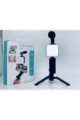 Ay-49 Video Making Kit Kumandalı Mikrofon Led Işık Mini Tripod Için Telefon Vlog Video Kayıt - 7