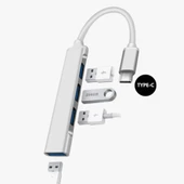 Multi Usb Çoklayıcı 4 Port 'lu Bağlantı İstasyonu İnce USB Bölücü TYPE-C Tipi Çoklu Adaptör - 4