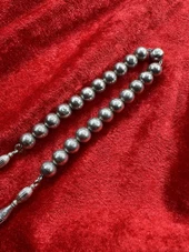 Gümüş Zaza Tesbihi 925 Ayar Uzun Tesbih Tek Sıra Gümüş Püsküllü thumbnail 3