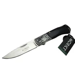 CRKT CR-0017 Gravürlü Siyah Ahşap Kabzalı Lock Back Avcı Çakısı- Kılıflı - 1