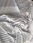 NİVEMESHOME KURŞUN-BEYAZ ÇİZGİLİ PÜSKÜLLÜ PLAJ HAVLUSU - 6