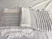 NİVEMESHOME KURŞUN-BEYAZ ÇİZGİLİ PÜSKÜLLÜ PLAJ HAVLUSU - 2