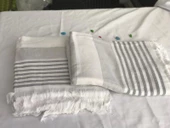 NİVEMESHOME KURŞUN-BEYAZ ÇİZGİLİ PÜSKÜLLÜ PLAJ HAVLUSU - 5