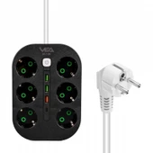 Vea 6 Priz  3 USB'li Siyah Grup Priz - 1