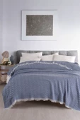 Terry Home Carden Organik Pamuklu Lacivert Koltuk Örtüsü Desenli 200x230 Cm Kanepe Çekyat Buldan Bezi - 2