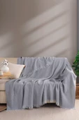 Terry Home Carden Organik Pamuklu Gri Koltuk Örtüsü Desenli 200x230 Cm Kanepe Çekyat Buldan Bezi - 1