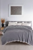 Terry Home Carden Organik Pamuklu Siyah Koltuk Örtüsü Desenli 200x230 Cm Kanepe Çekyat Buldan Bezi - 2