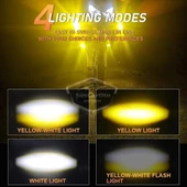Kedi Göz Sis Farı Çift Renk Sarı-Beyaz 9-60V Araç Motosiklet Off Road Led Lamba Delici Yayıcı Projektör 50W Metal Arazi Çalışma Lambası 1 Adet - 3