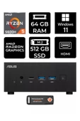 ASUS ExpertCenter PN52 R5-5600H 64GB RAM 512GB SSD W11HOME MİNİ MASAÜSTÜ PC & PER4 BELLEK thumbnail 1