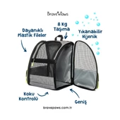 Brave Paws Piramit Model Kedi Köpek Çantası Yıkanabilir Hava Alan Plastik Fileli (GRİ) - 6