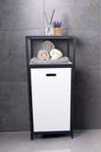 Digithome Metal Kirli Sepetli 2 Raflı Çok Amaçlı Banyo Düzenleyici Raf Organizer Siyah-Beyaz – MRS-010 C1-1-369 - 2