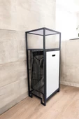 Digithome Metal Kirli Sepetli 2 Raflı Çok Amaçlı Banyo Düzenleyici Raf Organizer Siyah-Beyaz – MRS-010 C1-1-369 - 5