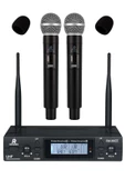 Rennes RM-900EE UHF 2x100 Kanal Çiftli Kablosuz EL Mikrofonu Çift Anten LCD Ekran - 1