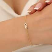 925 Ayar Gümüş Minimal Taşlı Sonsuzluk Temalı Bileklik - CBS00116 - 3
