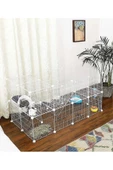 hodbehod 36 Panel Beyaz Renk Evcil Küçük Hayvan Kedi Köpek Kuş Evi Kafesi Oyun Parkı Portatif Metal Tel - 2