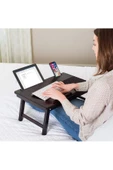 hodbehod Katlanabilir Eğim Ayarlı Ahşap Portatif Tablet Laptop Sehpası Kitap Çalışma Kahvaltı Keyif Masası - 3