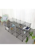 hodbehod 36 Panel Evcil Küçük Hayvan Kedi Köpek Kuş Evi Kafesi Oyun Parkı Portatif Taşınabilir Metal Tel - 1