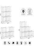 hodbehod 6 Bölmeli Beyaz Portatif Çok Amaçlı Metal Tel Dolap Raf Kitaplık Organizer - 3