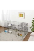 hodbehod 24 Panel Küçük Hayvan Kedi Köpek Kuş Evi Kafesi Oyun Parkı Portatif Modüler Taşınabilir Metal Tel - 1