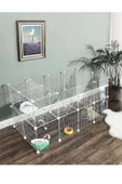 hodbehod 36 Panel Beyaz Renk Evcil Küçük Hayvan Kedi Köpek Kuş Evi Kafesi Oyun Parkı Portatif Metal Tel - 1