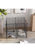 hodbehod 16 Panel Evcil Küçük Hayvan Kedi Köpek Kuş Evi Kafesi Oyun Parkı Portatif Taşınabilir Metal Tel - 4