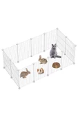 hodbehod 12 Panel Metal Beyaz Renk Evcil Küçük Hayvan Kedi Köpek Kuş Evi Kafesi Oyun Parkı - 3